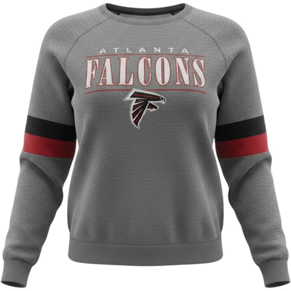 NFL Team Apparel Atlanta Falcons Sweatshirt Womens 2XL Gray New Striped Raglan